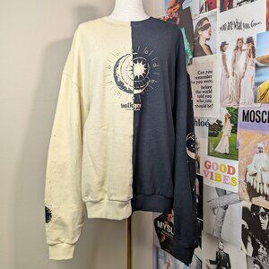 Two-Tone Crew Neck Sweater